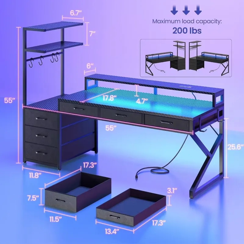 Bureau de jeu de 55 pouces ave - Desk Setup Corner avis et prix