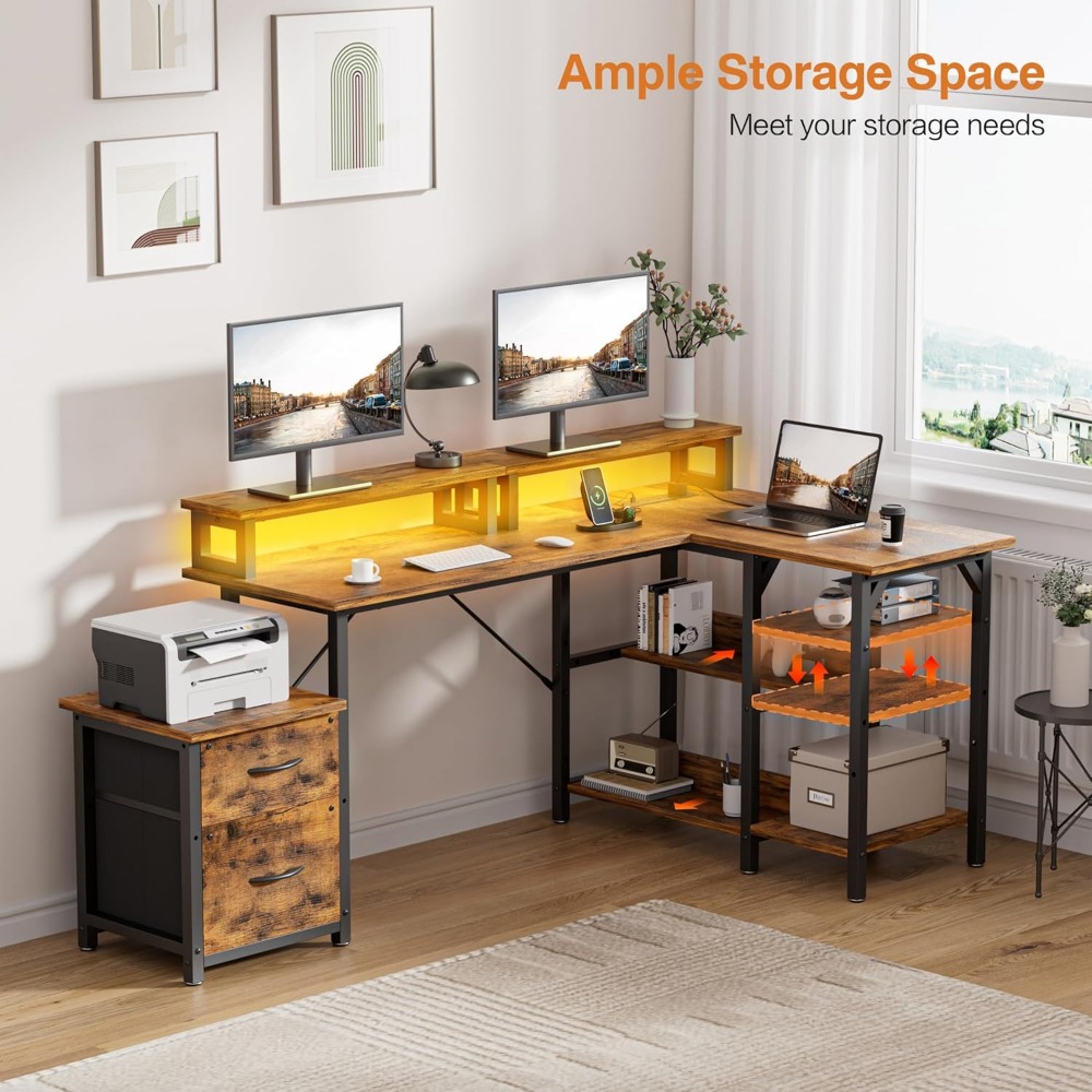 Bureau d'angle en L ou long av - Desk Setup Corner avis et prix